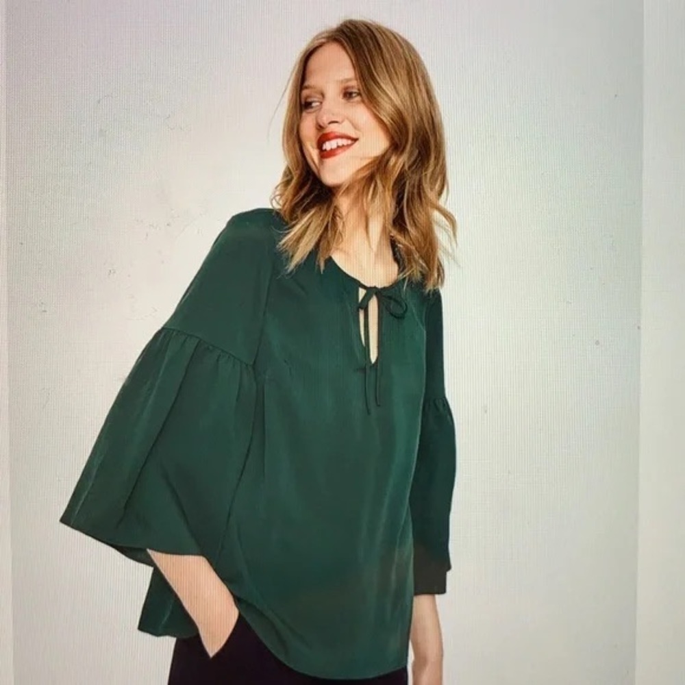 Boden Boho Sleeve Popover Top Seaweed NWT Size 8